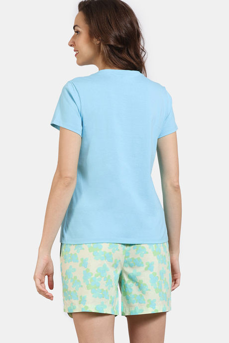 Zivame Aquarelle Woven Lifewear Shorts Set - Lime Cream — image 4
